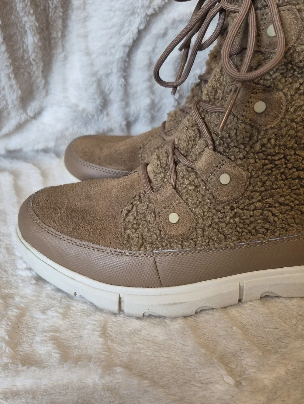 Sorel Explorer II Joan Cozy Boots Brown Sherpa Fleece Waterproof Insulated Sz 11